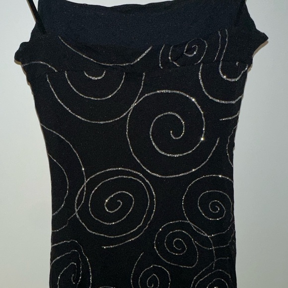 Vintage Y2K Swirl Embroidered Asymmetric Slip Dress - Picture 9 of 12